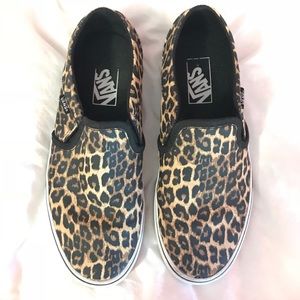 Vans Cheetah print slip ons size 8